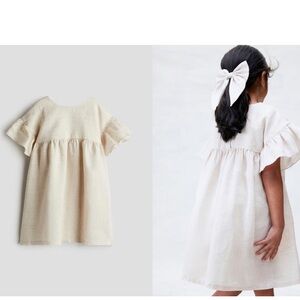H&M Light Beige Linen Kids Dress Size 10